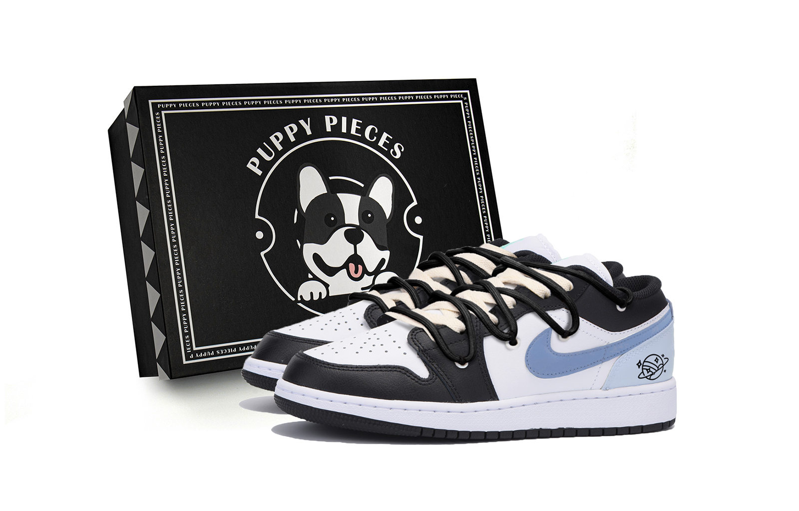 Jordan Air Jordan 1 Slip Resistant Abrasion Resistant Low top Vintage Basketball Shoes Men’s Black White Blue