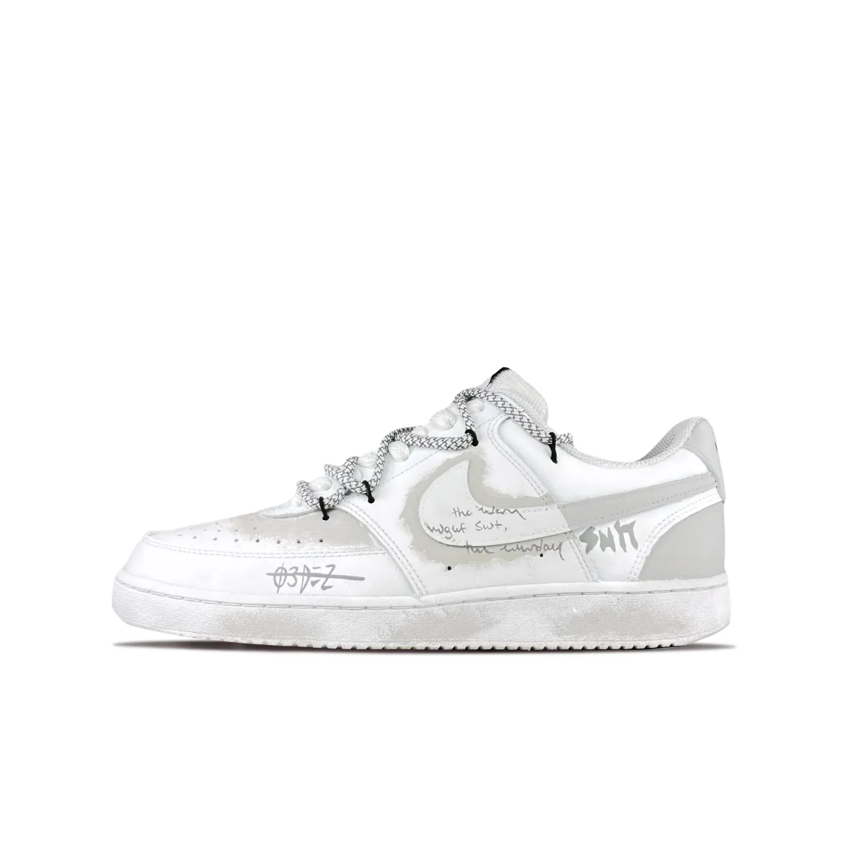 Nike Court Vision 1 Promising Plan, Say Goodbye Abrasion Resistant Low top Skateboard Shoes Unisex Gray White
