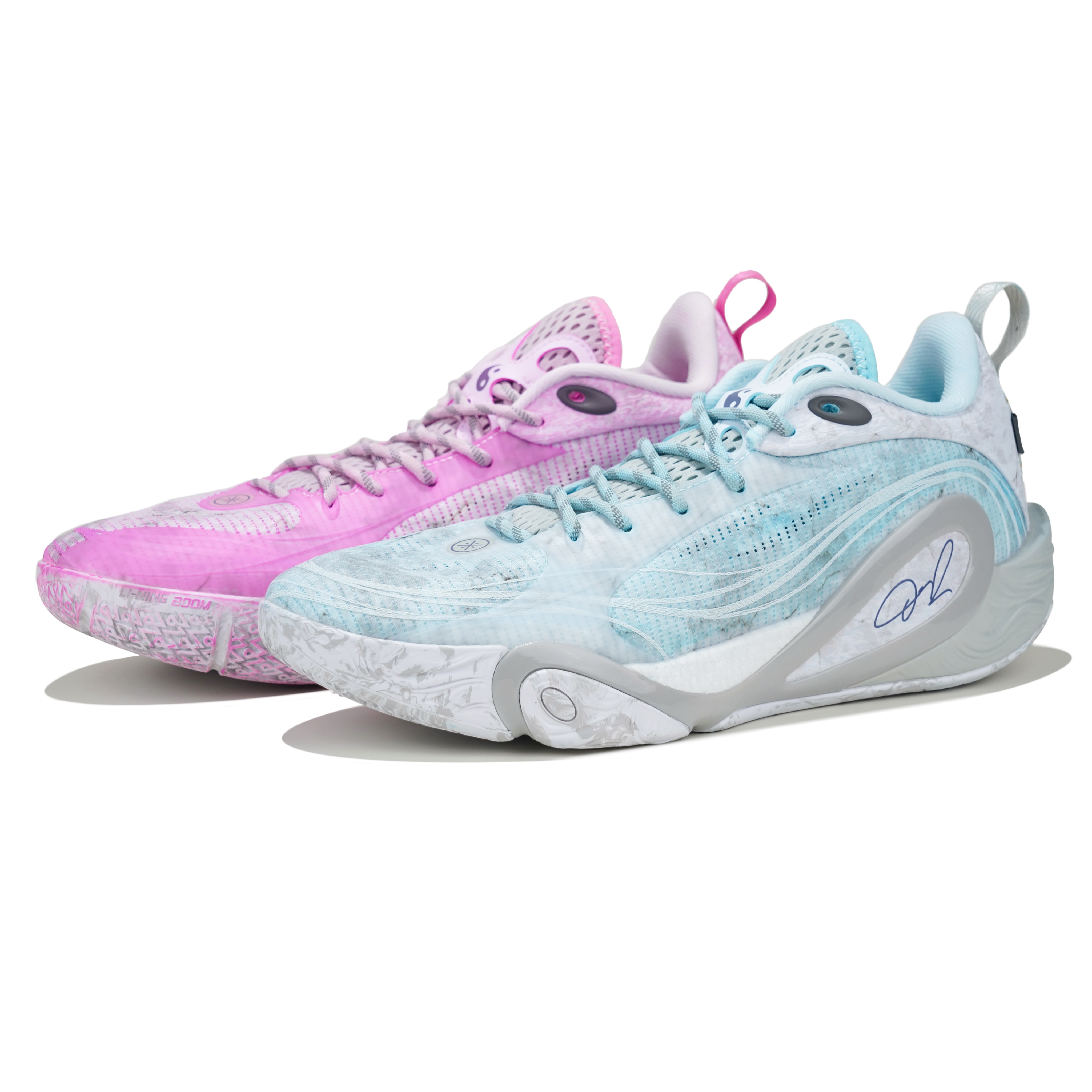 Li Ning Cushioning Abrasion Resistant Low top Basketball Shoes Men’s Blue Pink