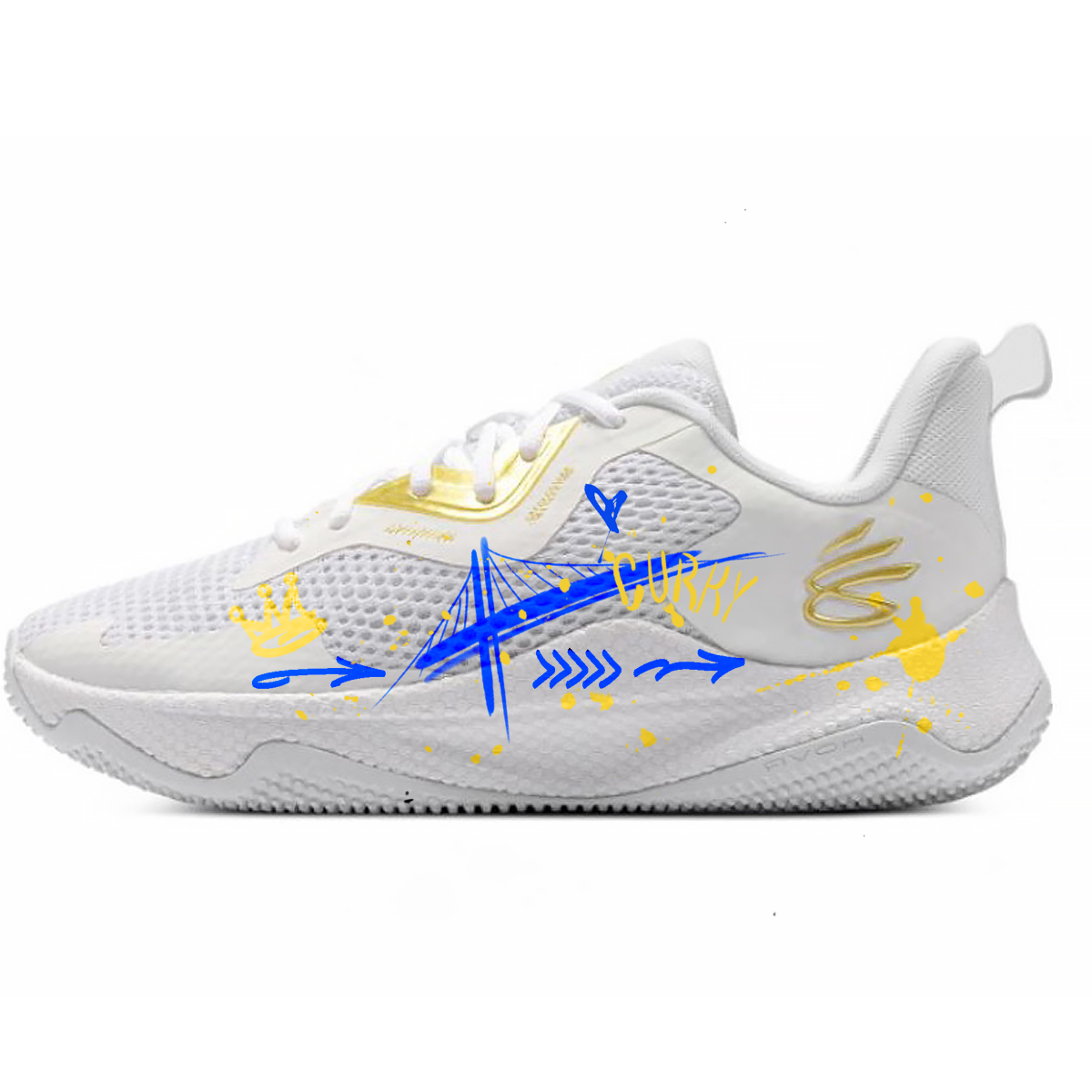 Under Armour Curry Splash 3 Low top Basketball Shoes Men’s White Yellow Blue