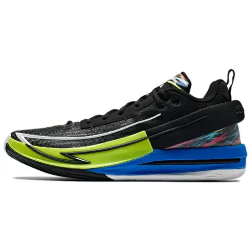Anta Fengmang 1 Slip Resistant Abrasion Resistant Low top Nitrogen Technology Basketball Shoes Men's Black Green Blue