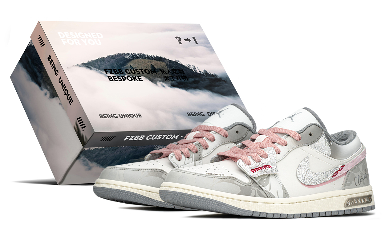 Jordan Air Jordan 1 Low top Vintage Basketball Shoes Gray Pink GS
