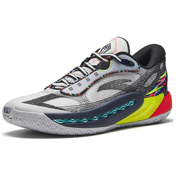 Anta Shock Wave 6 Cushioning Slip Resistant Abrasion Resistant Mid top Basketball Shoes Men’s Gray Black