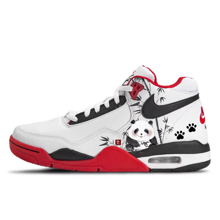 Nike Flight Legacy Cushioning Slip Resistant Abrasion Resistant Mid top Vintage Basketball Shoes Unisex Red White