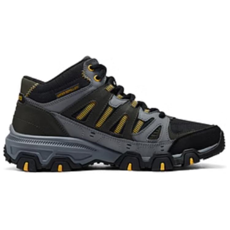 Skechers OUTDOOR MENS Comfortable And Breathable Support Rebound Mid top Mountaineering Shoes Men’s Dark Gray Yellow