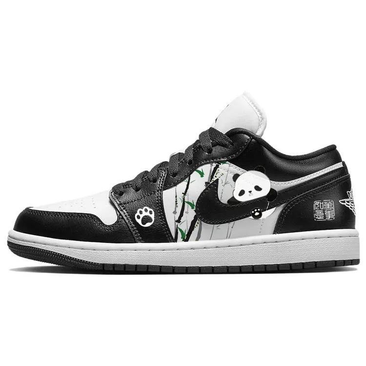 Jordan Air Jordan 1 Abrasion Resistant Slip Resistant Low top Vintage Basketball Shoes Women's Black White