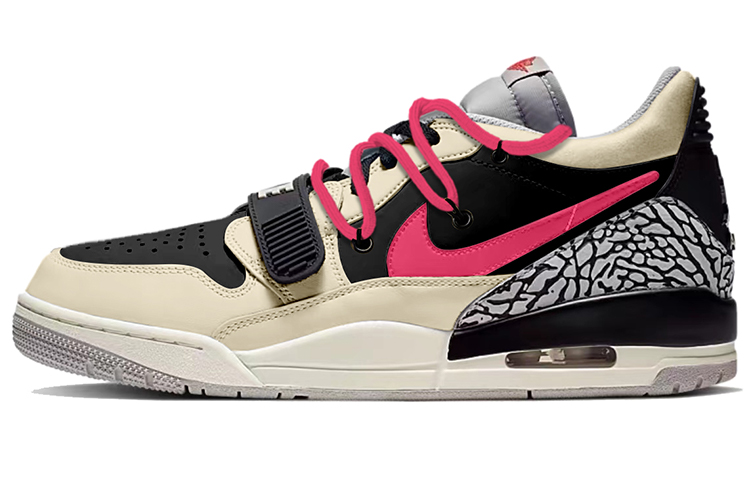 Jordan Legacy 312 Low Synthetic Leather Cushioning, Wear Resistant Low top Vintage Basketball Shoes Men's Pink Black