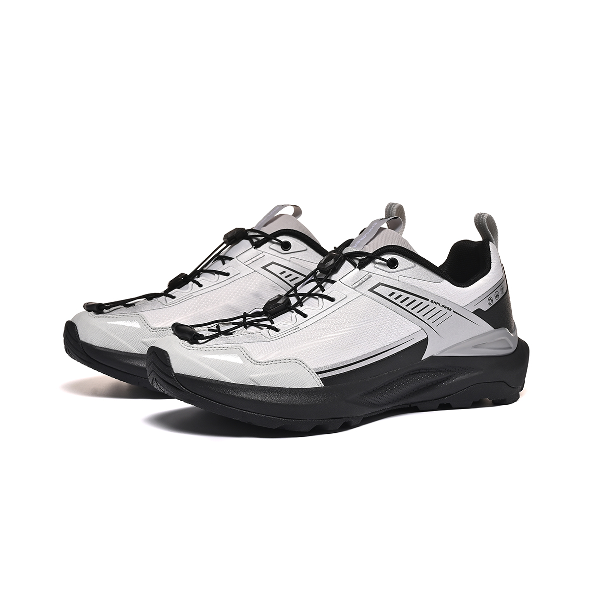 TUTU Cushioning Abrasion Resistant Moisture Wicking Low top Hiking Shoes Unisex Bright Gray With Black Frame