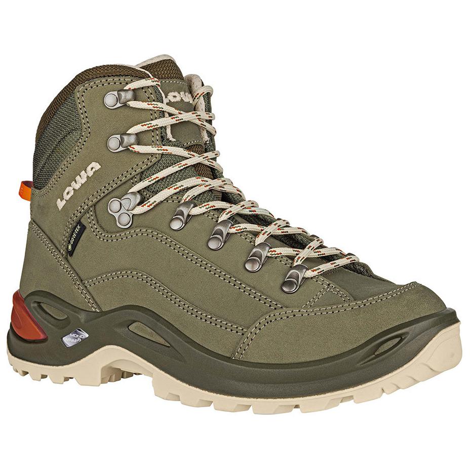 Lowa Renagade GTX Cushioning Slip Resistant Mid top Hiking Shoes Women’s Green Orange