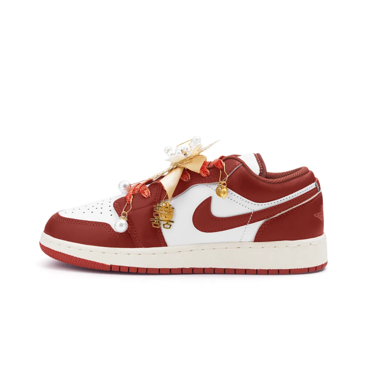 Jordan Air Jordan 1 Slip Resistant Abrasion Resistant Low top Vintage Basketball Shoes Women's Red