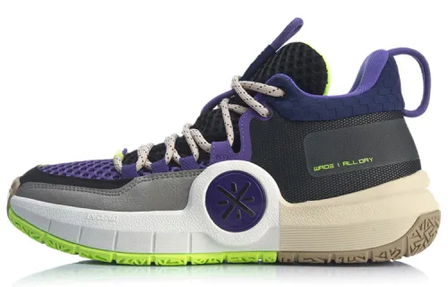 Li Ning ALL DAY 4 ALL DAY 4 Patchwork Cushioning Slip Resistant Mid top Basketball Shoes Men's Sneakers
