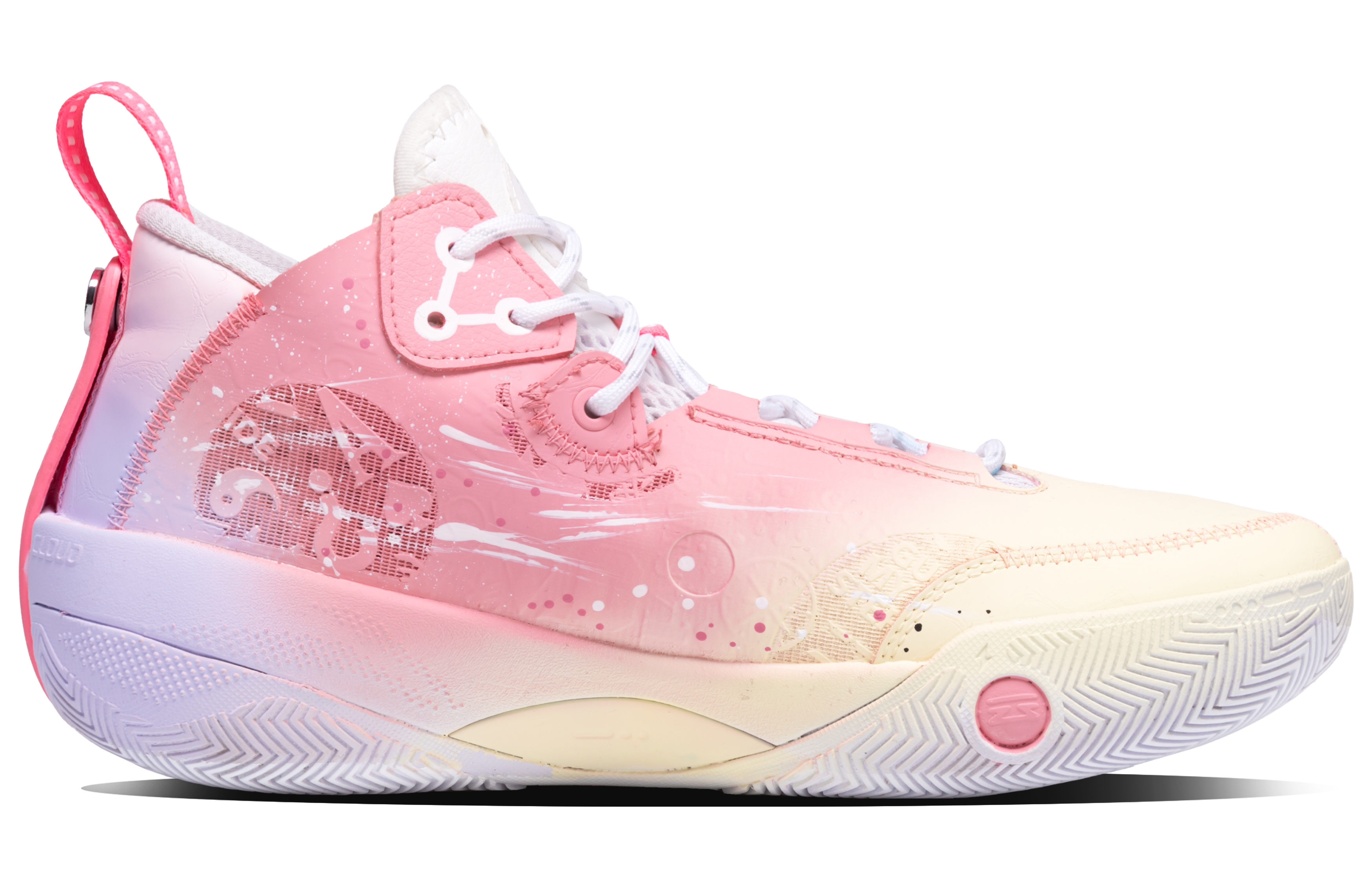 Li Ning Shadow 3 Cushioning Slip Resistant Abrasion Resistant Mid top Basketball Shoes Men’s Pink Yellow