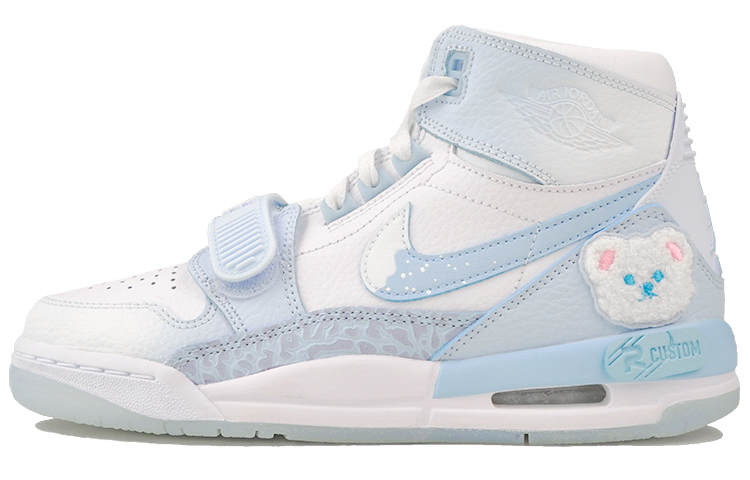 Jordan Legacy 312 RISK Snow Peak Bear Box Cushioning, Wear Resistant Mid top Vintage Basketball Shoes GS Sea Salt Blue