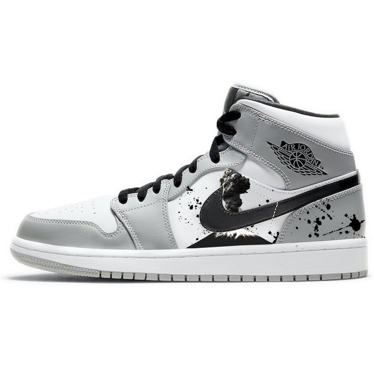 Jordan Air Jordan 1 Cushioning Slip Resistant Abrasion Resistant Mid top Vintage Basketball Shoes Men’s Smoke Gray