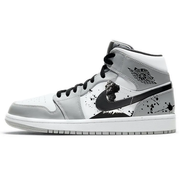 Jordan Air Jordan 1 Cushioning Slip Resistant Abrasion Resistant Mid top Vintage Basketball Shoes Men's Smoke Gray