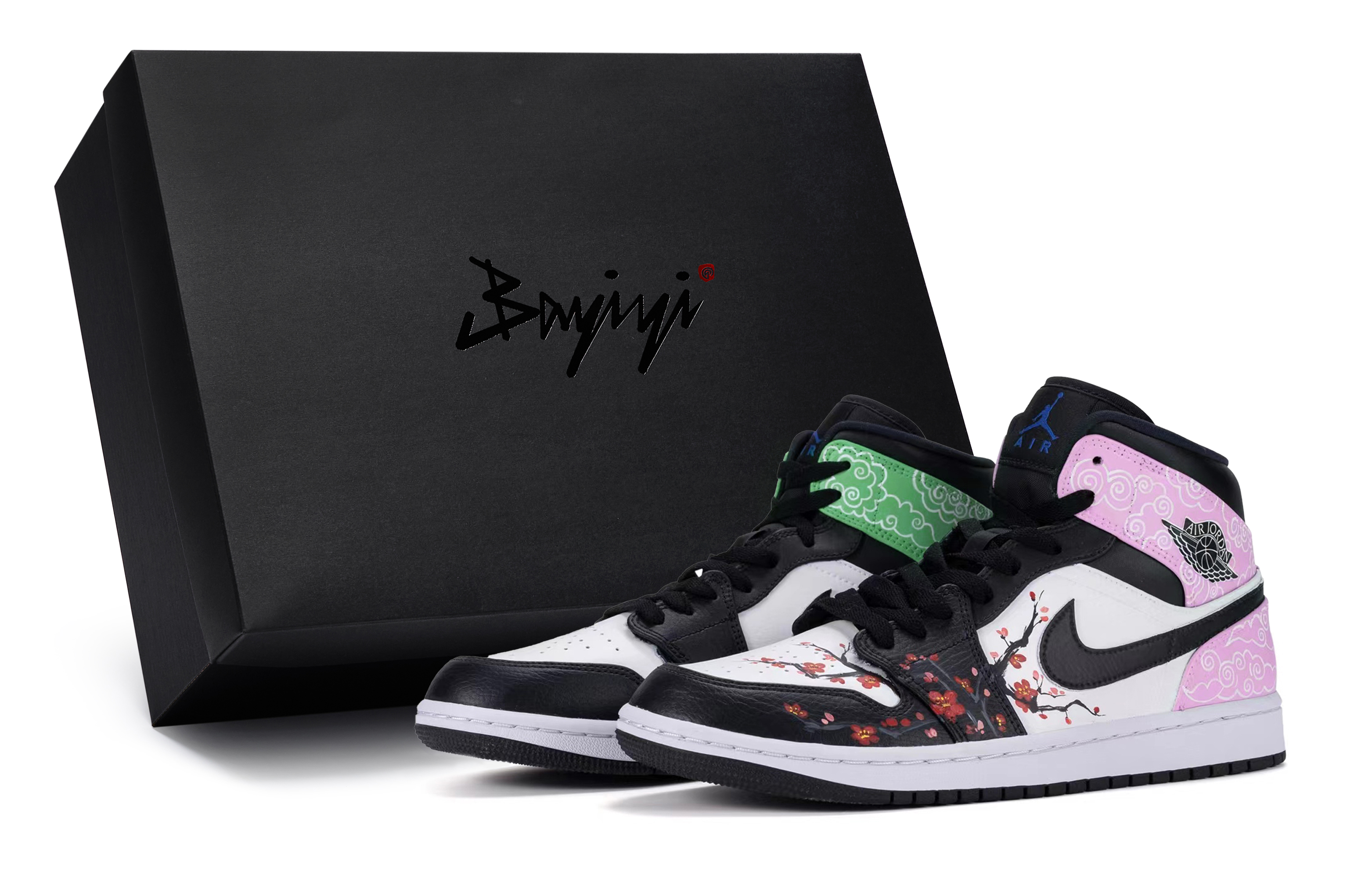 Jordan Air Jordan 1 Mid Slip Resistant Slip Resistant Mid top Vintage Basketball Shoes Women’s Black White Pink Green