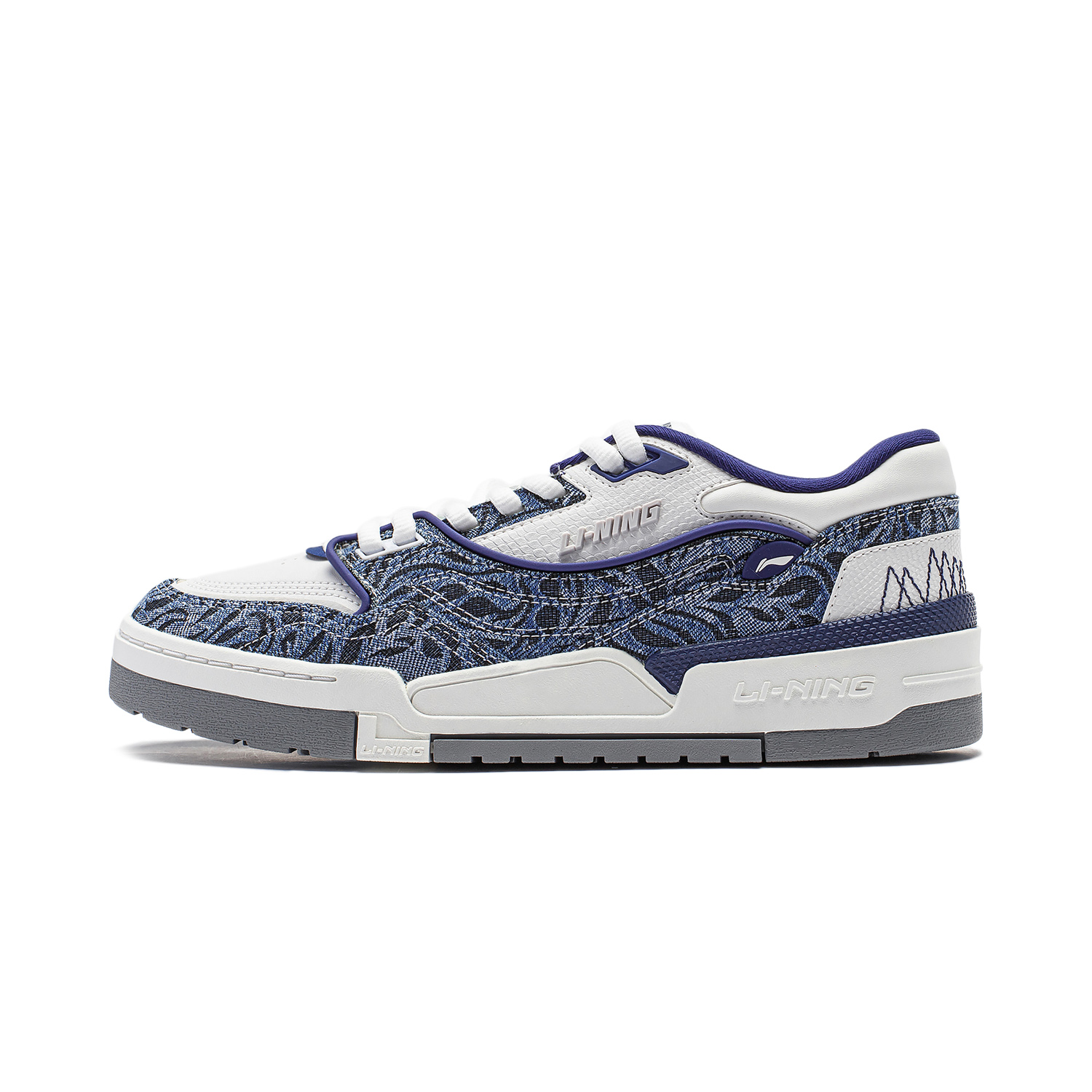Li Ning 001 BTC Skateboard Shoes Men's Low Top Navy/Champagne White