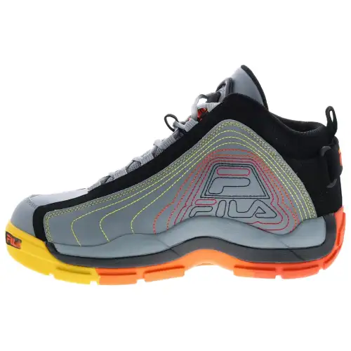 FILA Grant Hill 2 Mid top Basketball Shoes Men's Gray Black Yellow Orange Red