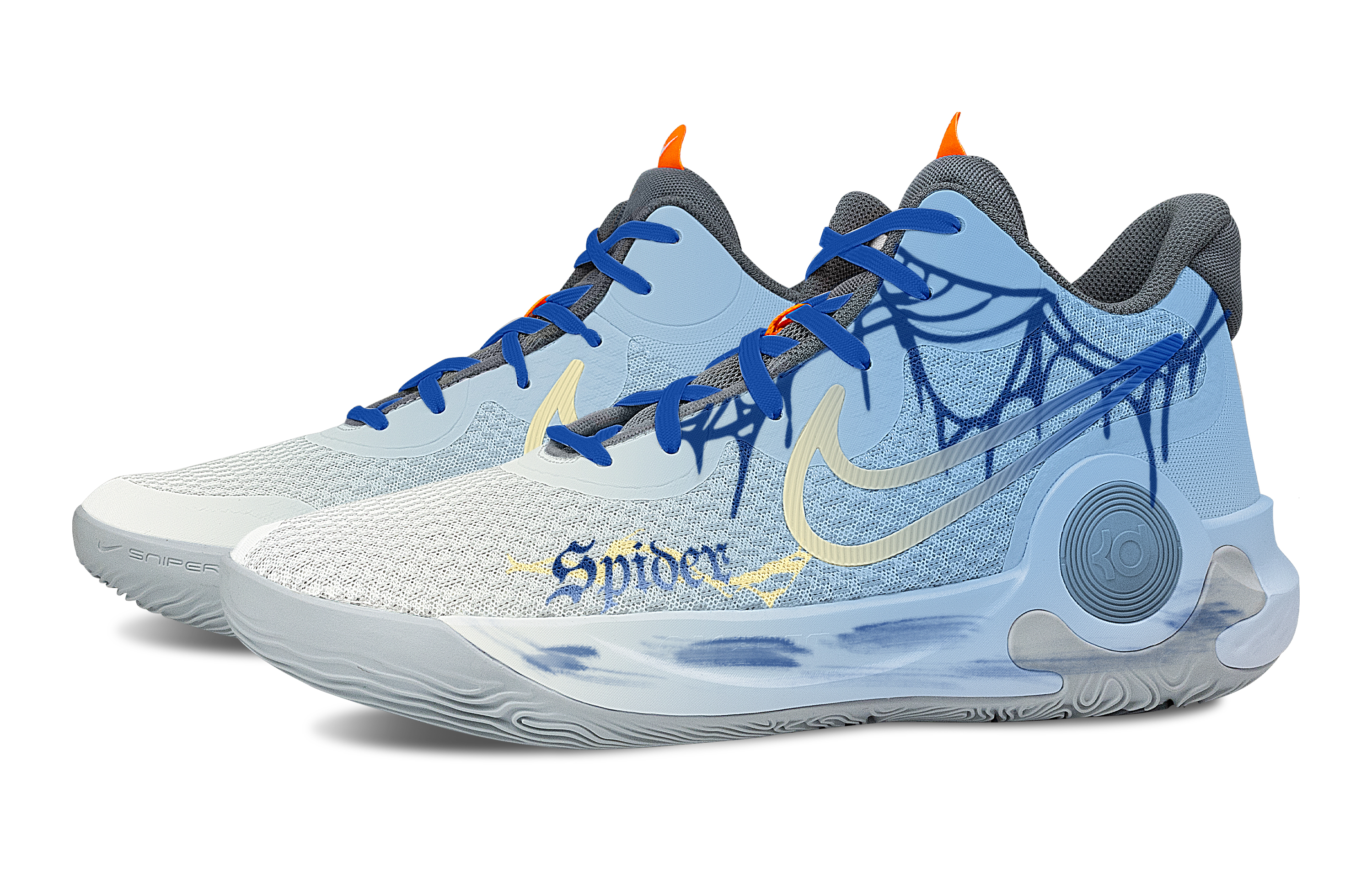Nike KD Trey 5 IX City Spider Shadows Cushioning, Wear Resistant Mid top Basketball Shoes Unisex Lake Blue