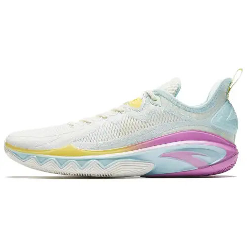ANTA Swagger 2 Basketball Shoes Men's Low Top Ivory White/Glacier Blue/Light Yellow