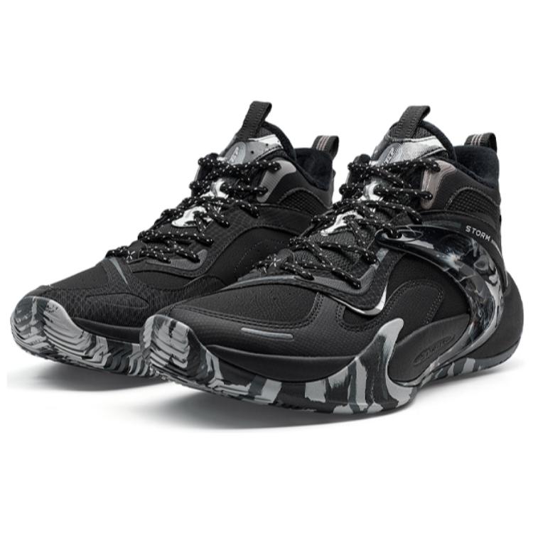 XTEP Wind TD Fleece Lined Comfortable Slip Resistant Thermal Mid top Basketball Shoes Men’s Black