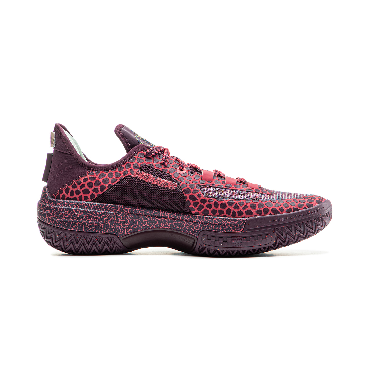 Li Ning Jie Ao Cushioning Slip Resistant Abrasion Resistant Lightweight Rebound Low top Basketball Shoes Men’s Fuchsia