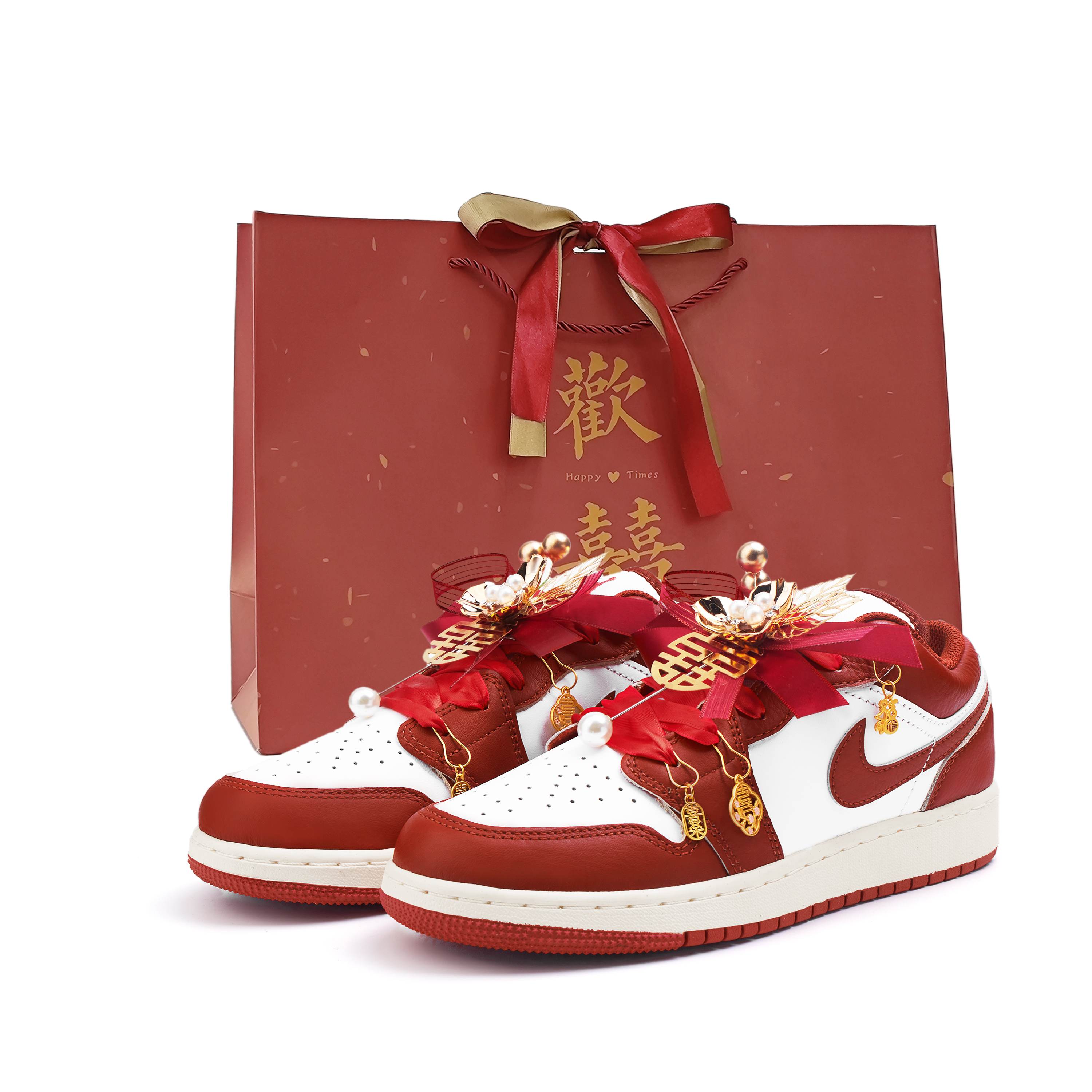 Jordan Air Jordan 1 Slip Resistant Abrasion Resistant Low top Vintage Basketball Shoes Women’s Red