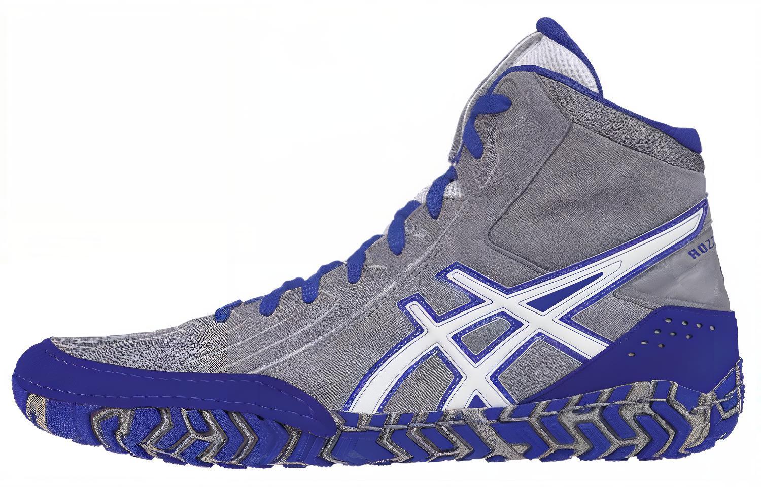 Asics Aggressor 3 Abrasion Resistant High top Training Shoes Men's Gray Blue