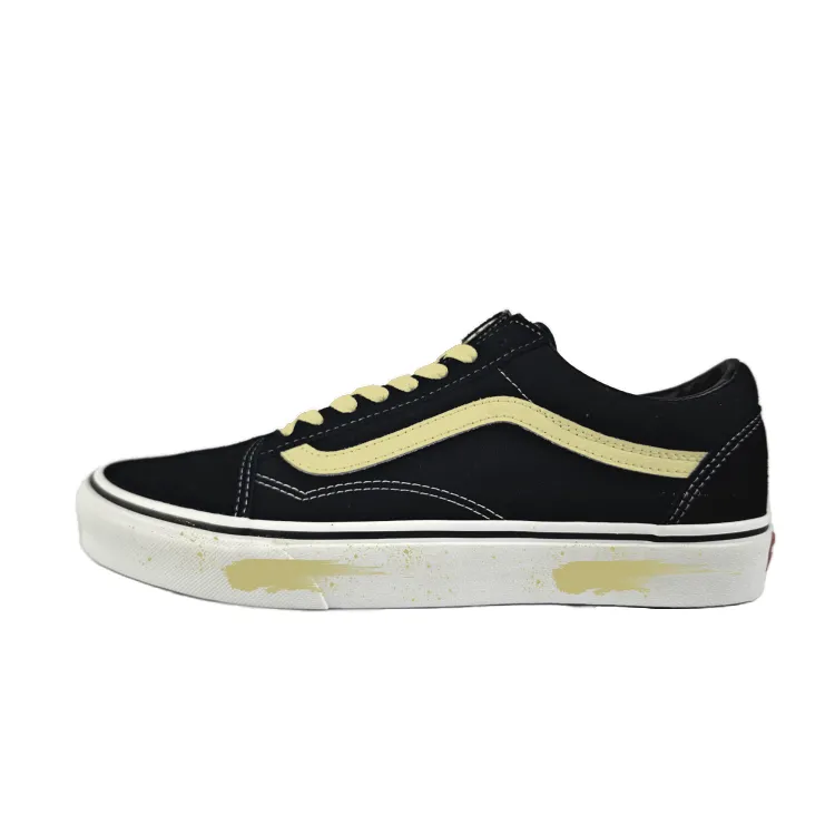 Vans Old Skool Abrasion Resistant Low top Skateboard Shoes Unisex Black Yellow