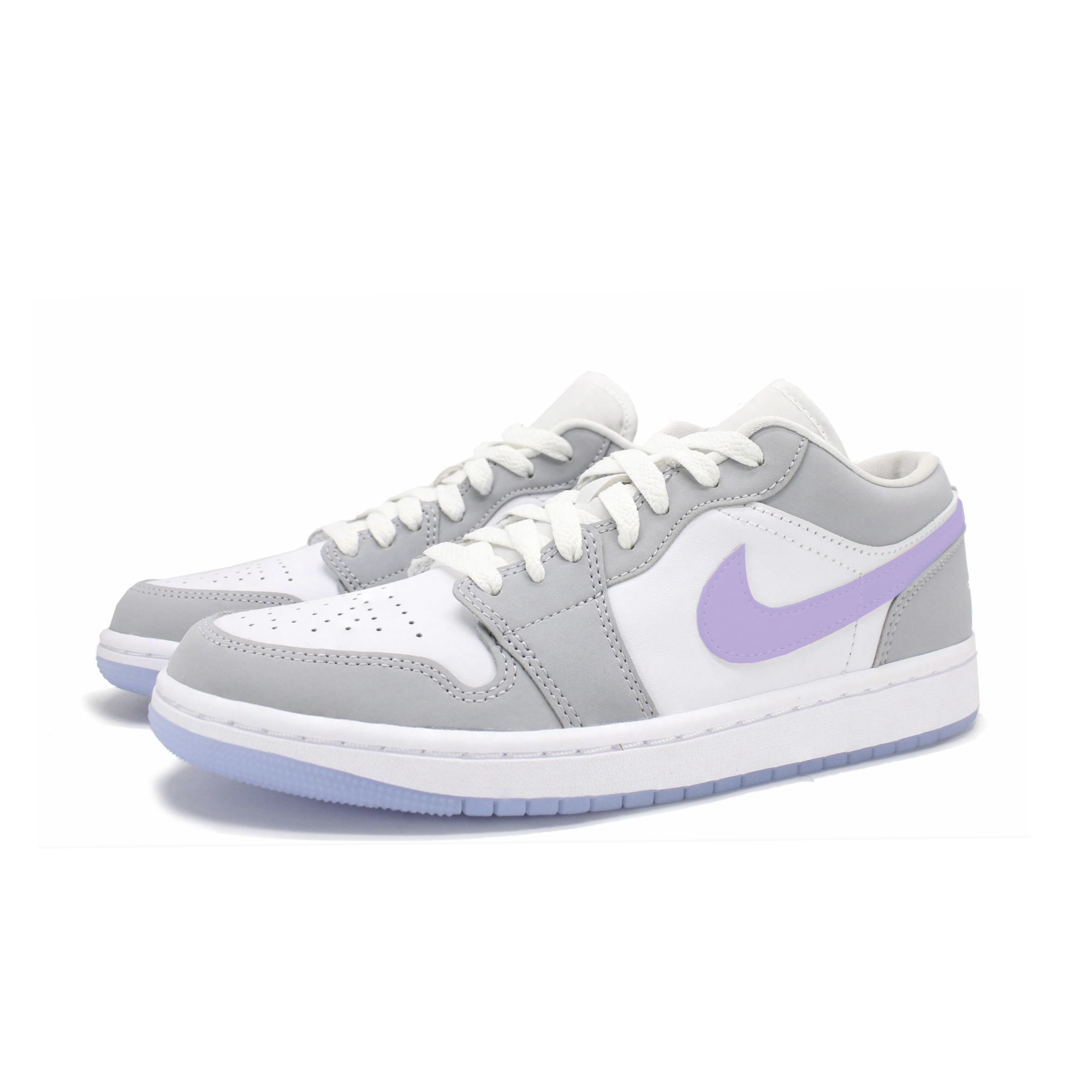 Jordan Air Jordan 1 Slip Resistant Abrasion Resistant Low top Vintage Basketball Shoes Women’s White Purple