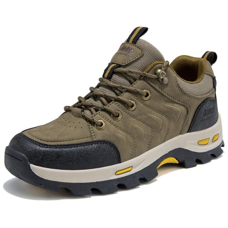 Jeep Comfortable Slip Resistant Abrasion Resistant Low top Hiking Shoes Men’s Khaki
