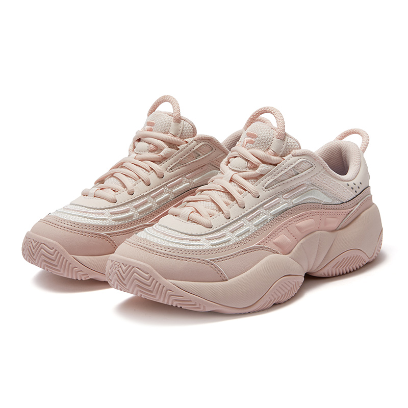 FILA FUSION FIRE Flame Shoes Versatile Support Rebound Low top Vintage Basketball Shoes Women’s Angel Wing Powder
