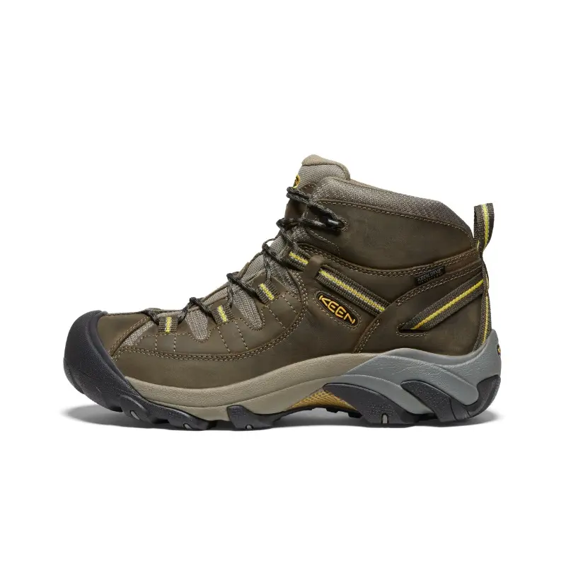 Keen Targhee II MID WP Comfortable Round Toe Mid top Outdoor Shoes Men's Olive Black Yellow