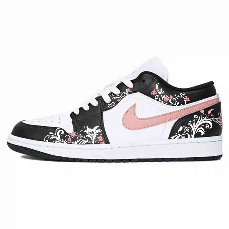 Jordan Air Jordan 1 Slip Resistant Abrasion Resistant Low top Vintage Basketball Shoes Unisex Red Black