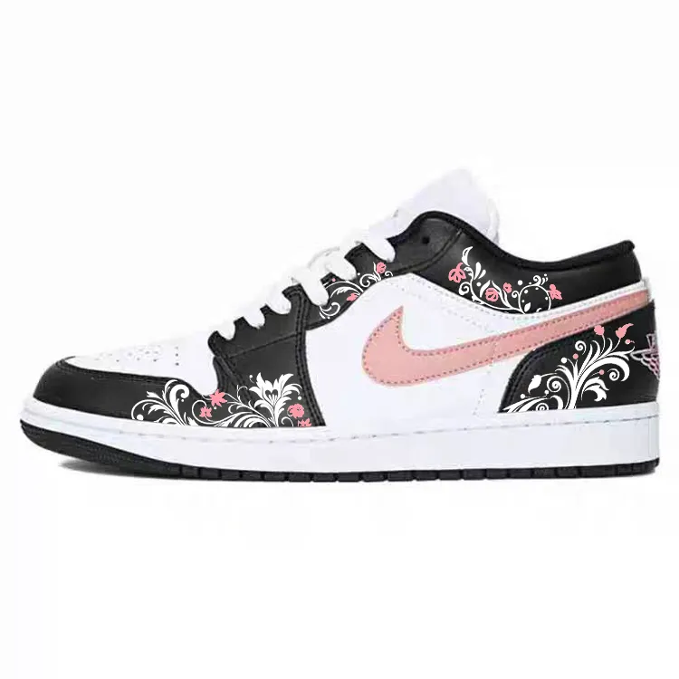 Jordan Air Jordan 1 Slip Resistant Abrasion Resistant Low top Vintage Basketball Shoes Unisex Red Black