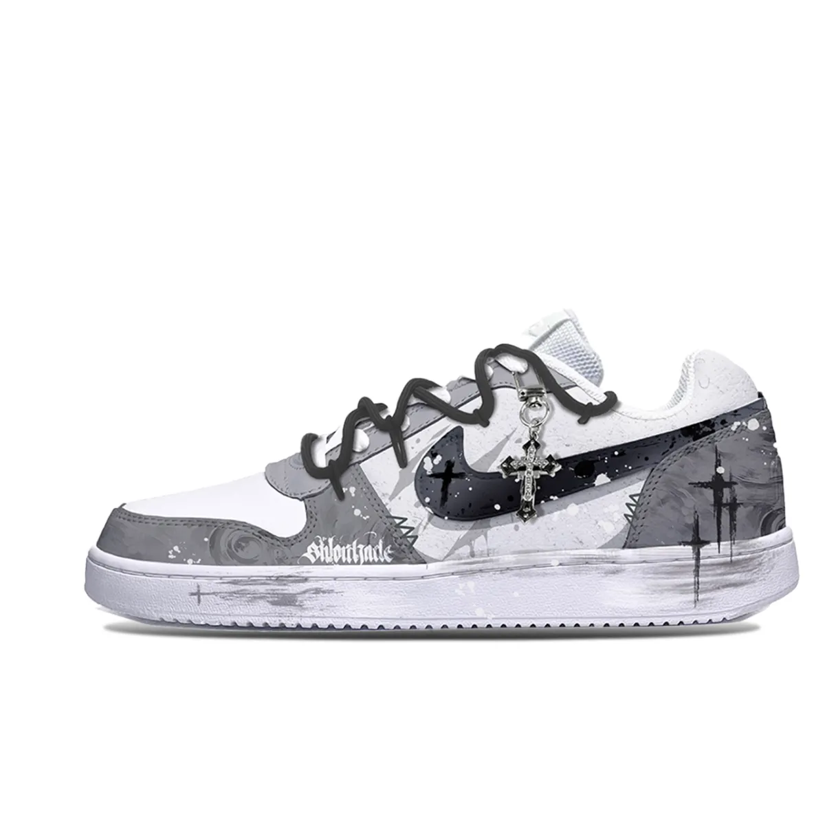 Nike EBERNON Freedom Panda, Cross Cushioning Low top Skateboard Shoes Unisex Gray White