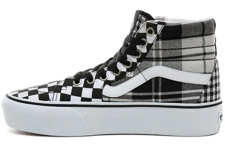 Vans SK8 Plaid Checkerboard Plarform 2.0 High top Skateboard Shoes Unisex Black White