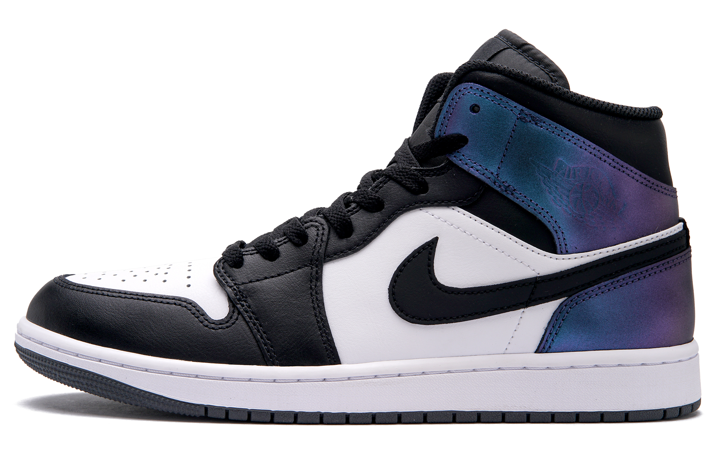Jordan Air Jordan 1 Abrasion Resistant Mid top Vintage Basketball Shoes Unisex Black Blue Purple