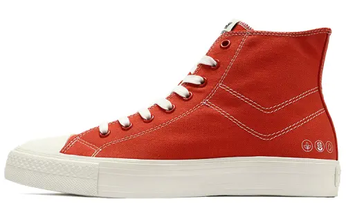 Pony Slip Resistant And Abrasion Resistant Coverage High top Canvas Shoes Unisex Orange Red