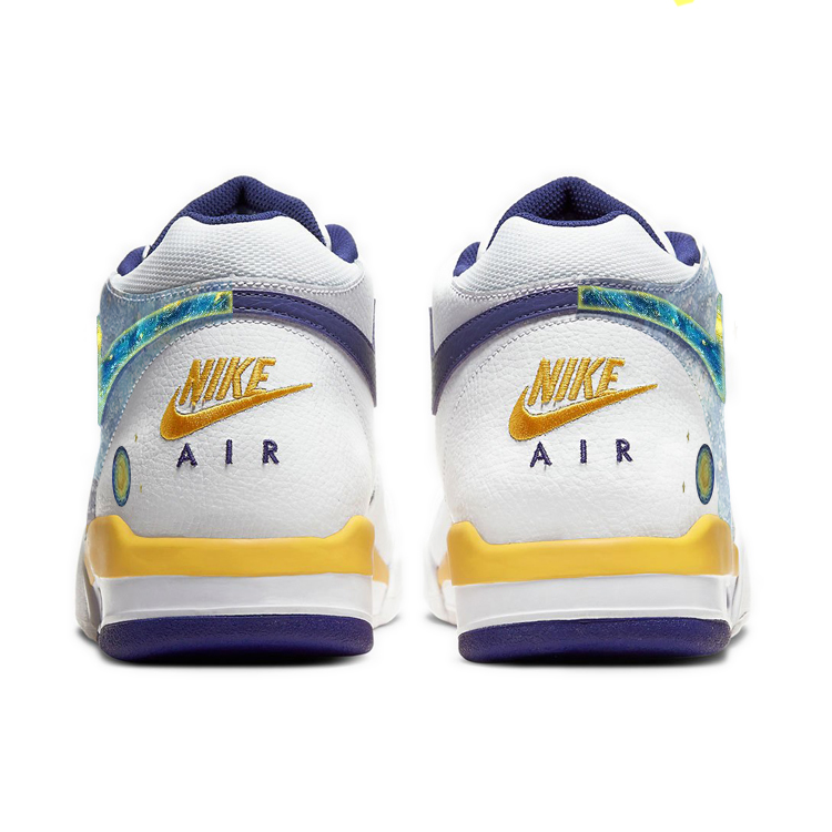 Nike Flight Legacy Cushioning Anti-Slip And Wear-Resistant Mid-Top Vintage Basketball Shoes Men’s White Blue Yellow