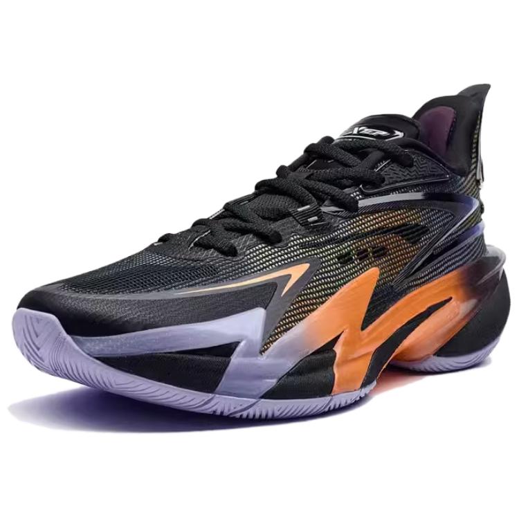 XTEP Battle 3 Comfortable Cushioning Low top Basketball Shoes Men’s Black Orange Purple