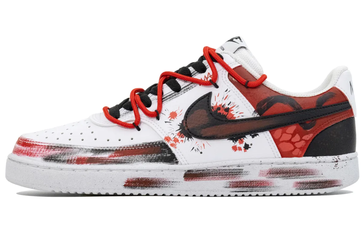 Nike Court Vision 1 Mystic Crimson Dawn Abrasion Resistant Low top Skateboard Shoes Unisex Black White Red