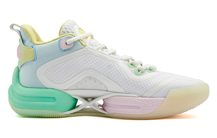 361° AG 2 Basketball Shoes Men’s Mid Top Knit White/Lemon Cyan