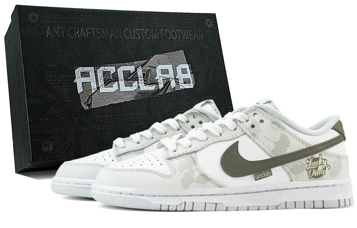 Nike Dunk Abrasion Resistant Abrasion Resistant Low top Skateboard Shoes Unisex Green White