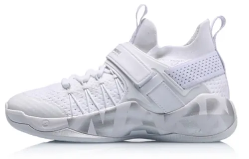 Li Ning Warning Pu Cushioning Mid top Basketball Shoes Unisex Gray White