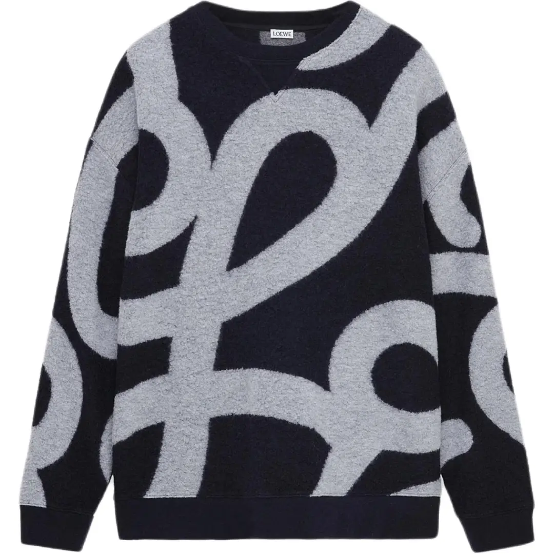 LOEWE Sweaters Men's Marine Blue/Gray Crew Neck Moderate