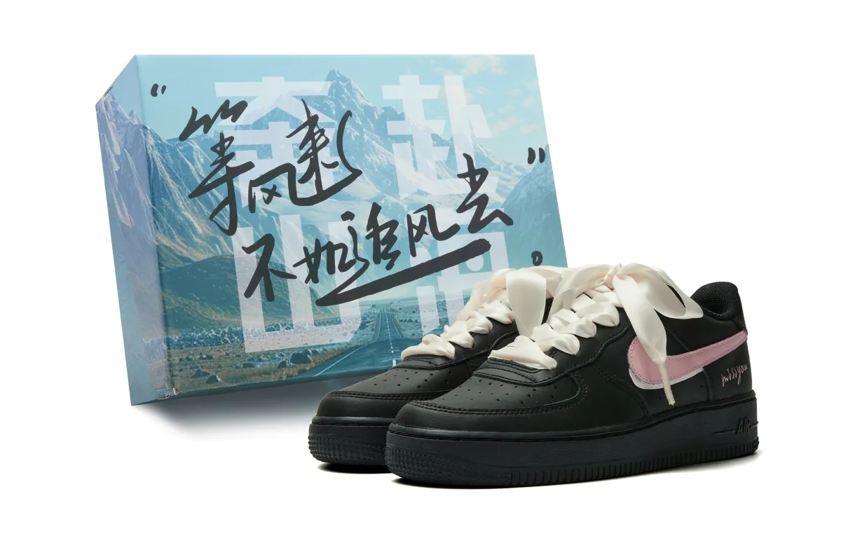 Nike Air Force 1 Low top Skateboard Shoes Women's Black Pink