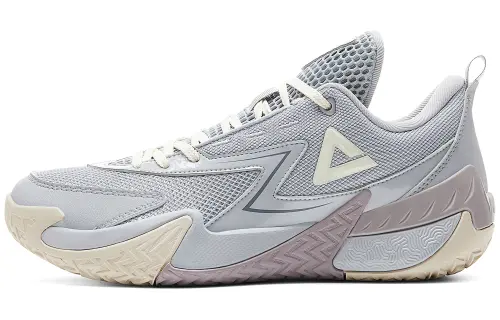 Peak Outfield Dominator V2 Ration Shoes Extraordinary Gray SWR Wear-Resistant Rubber Quick Start Shock Absorbing Anti-Slip Wear-Resistant Breathable Rebound Low-top Basketball Shoes Men's White Gray
