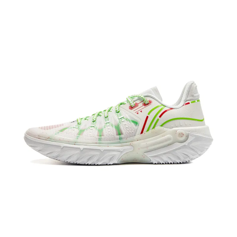 LiNing Jie Ao 2 Cushioning Anti-Slip And Wear-Resistant Rebound Low-Top Outdoor Basketball Shoes Men's White Green