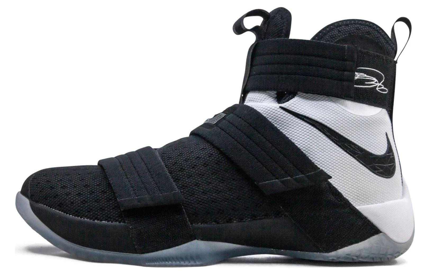 Nike Zoom Soldier 10 LeBron Black White round head anti -skid lightweight high -top combat basketball shoes men's black
